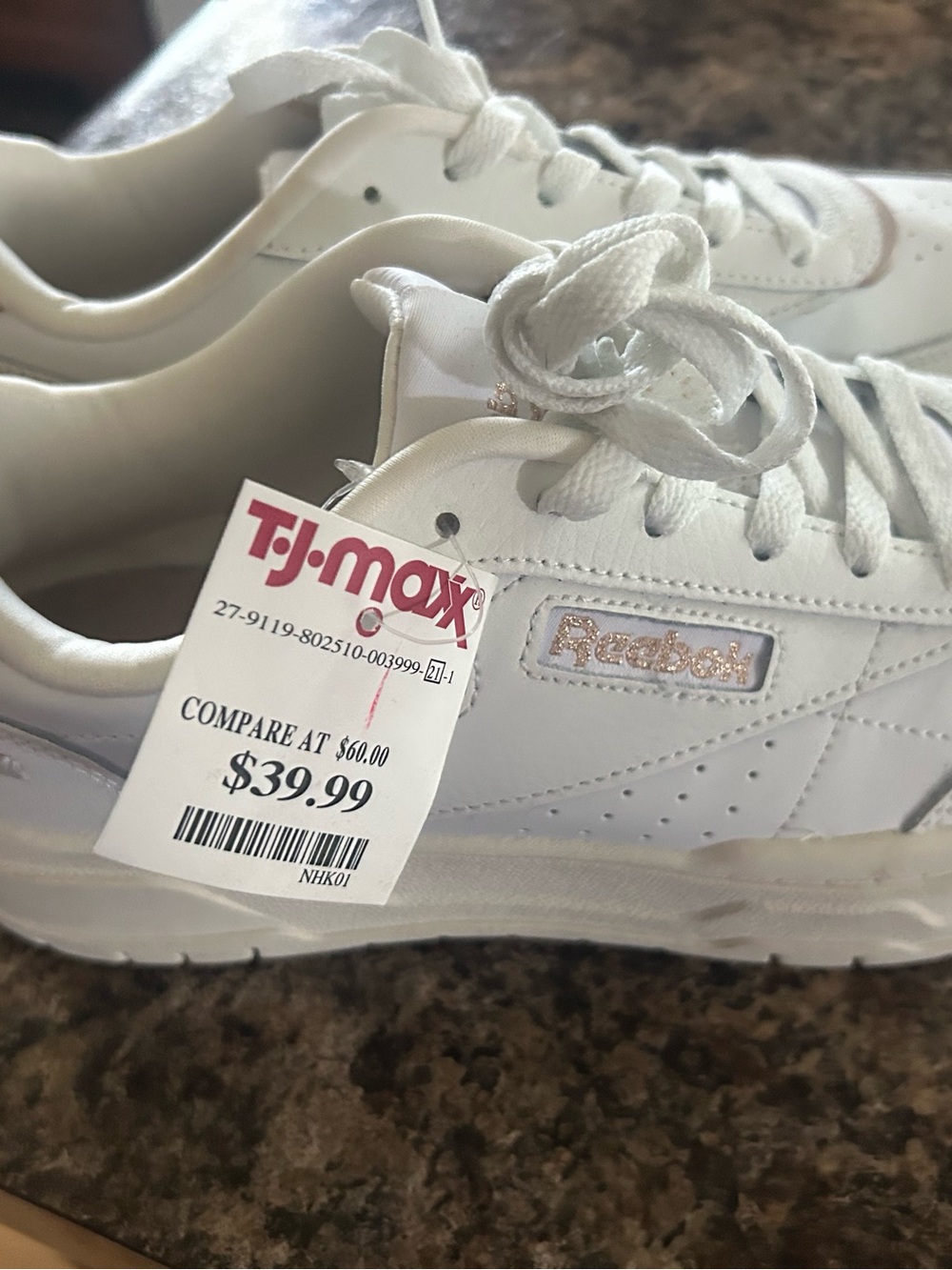 Reebok White Sneakers with Blush Accents